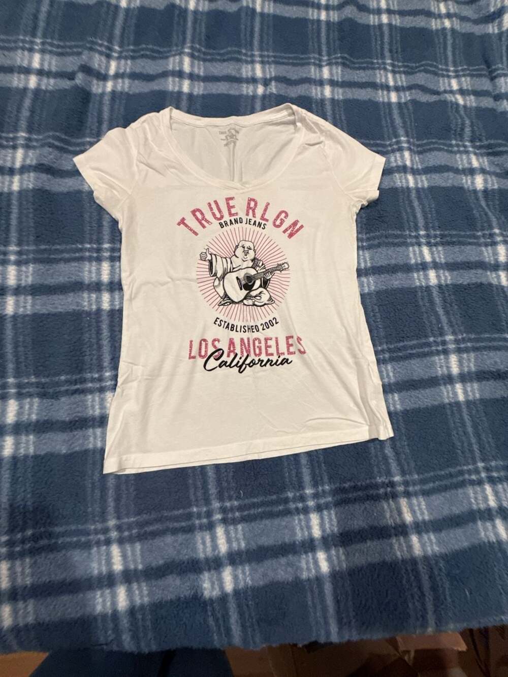 True Religion Women's Buddha Graphic V-Neck T-Shirt